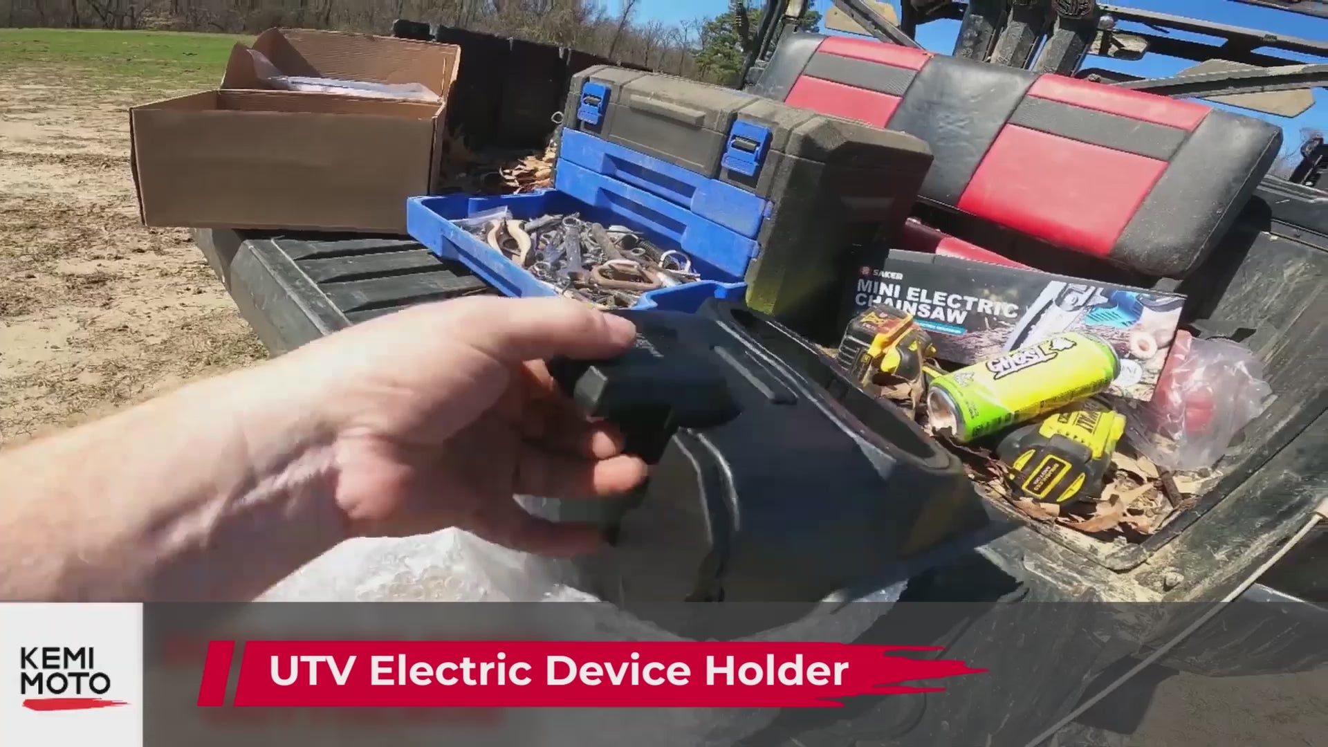 Kemimoto Cargo Storage Box and Tablet Holder for Polaris Ranger