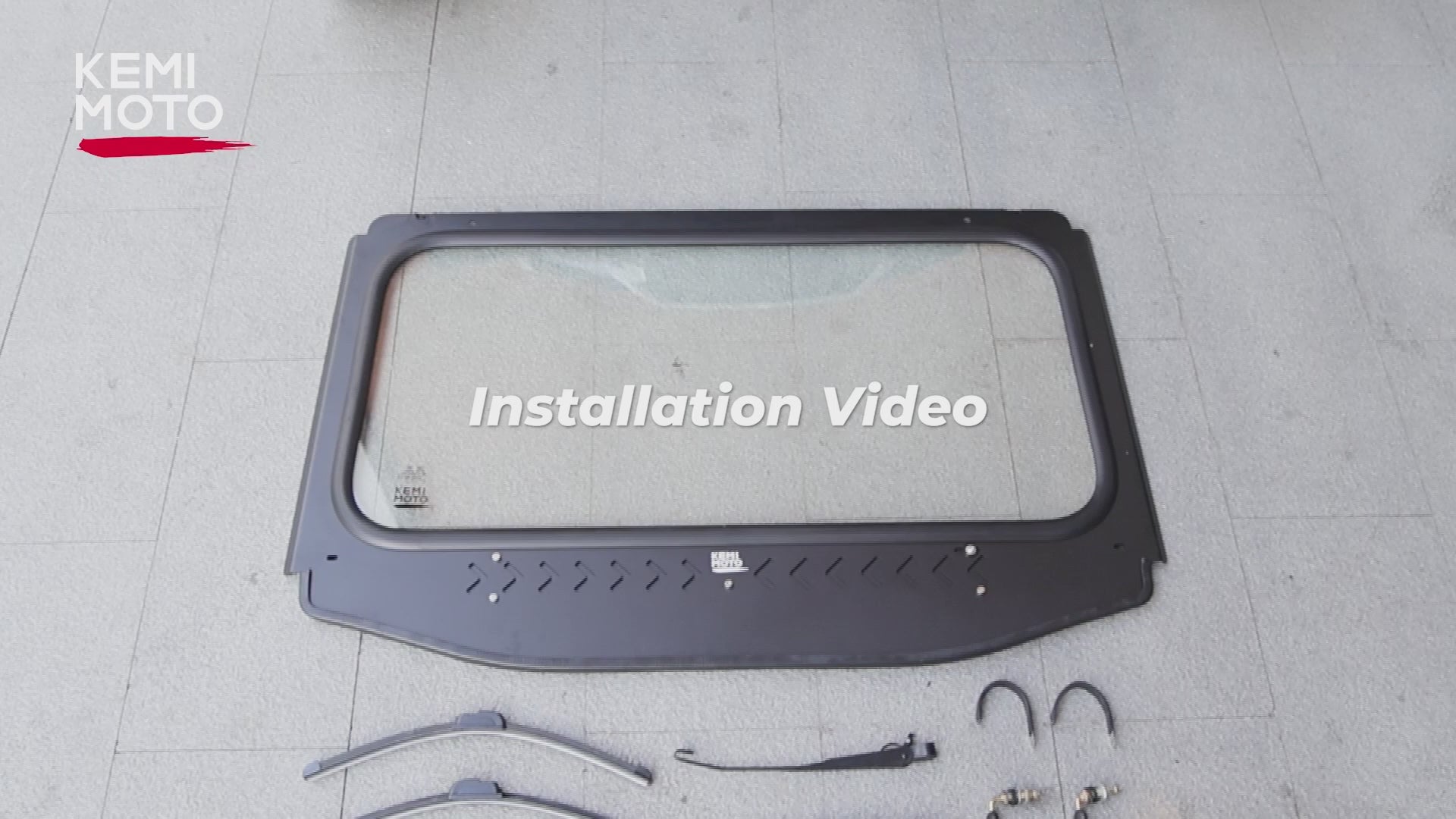 Kemimoto Glass Windshield With 2 Wipers For Polaris RZR XP