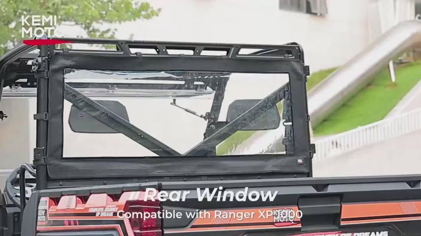 Kemimoto Waterproof Soft Rear Window for Polaris Ranger XP 1000/Crew