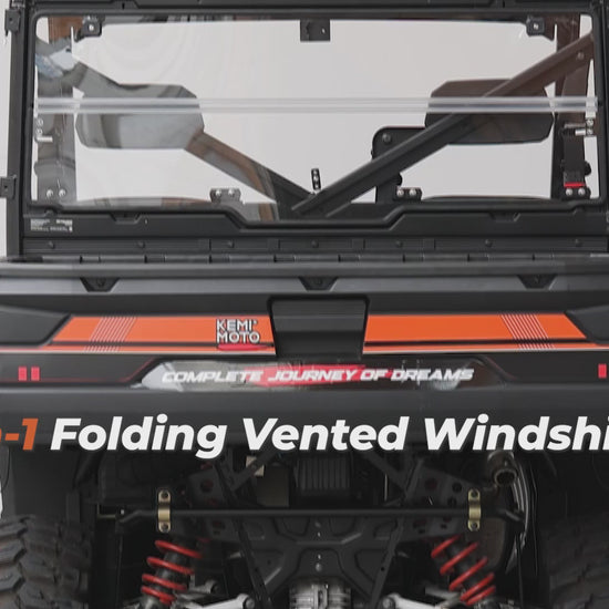 2-IN-1 Foldable Vented Rear Window for Polaris Ranger XP 1000/Crew 2017-2026