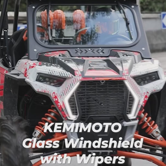 Kemimoto Glass Windshield 2 Wipers for Polaris RZR XP 1000