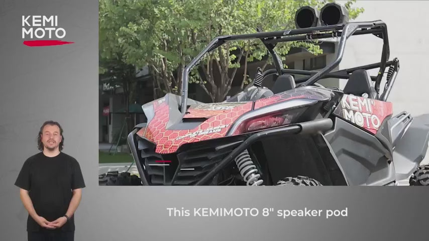 8-Inch Speaker Pod Enclosure for All 1.5" to 2" Roll Bar