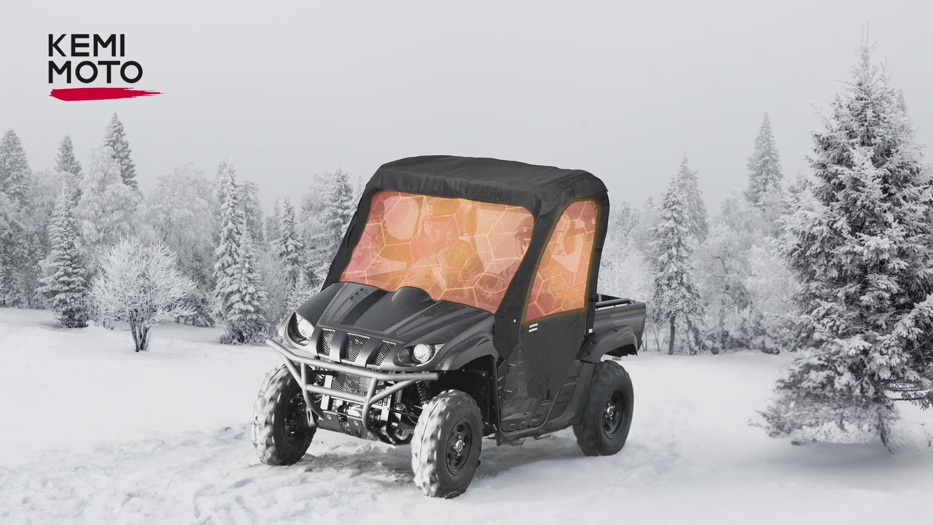 Kemimoto UTV Cab Enclosure 900D for Yamaha Rhino Half Doors