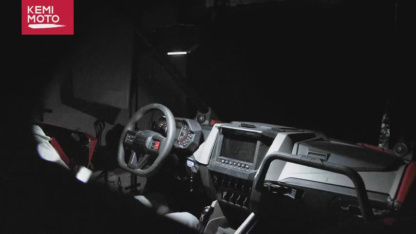 Rear View Mirror with Light Built-in Rechargeable Battery for 1.65" -2" Roll Bar