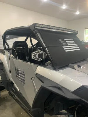 Yamaha RMAX 2021+ Glass Windshield, Dual Flaps, Powder‑Coated Frame