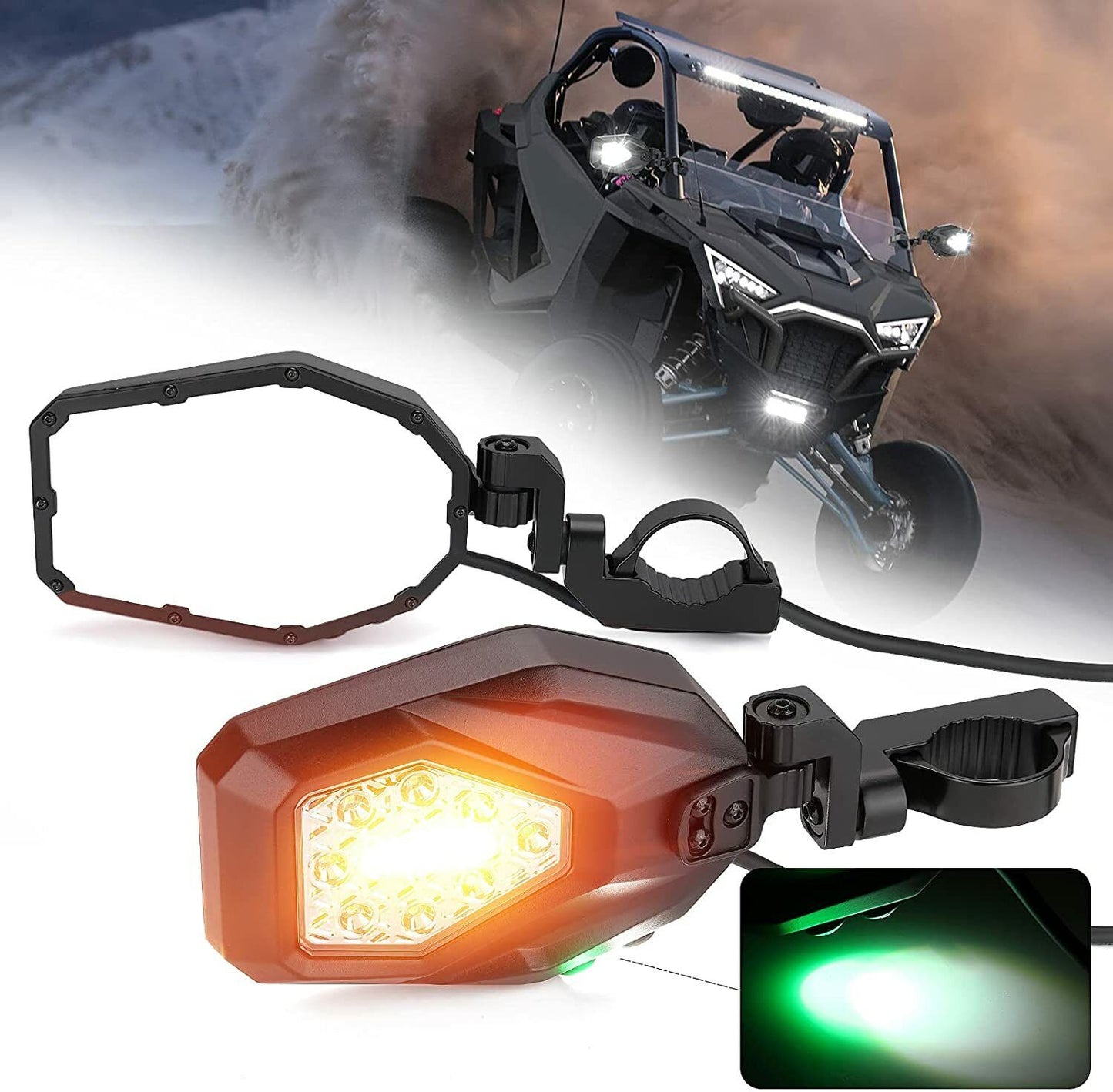 Kemimoto LED Lighted Side Mirrors for Polaris RZR PRO R/4