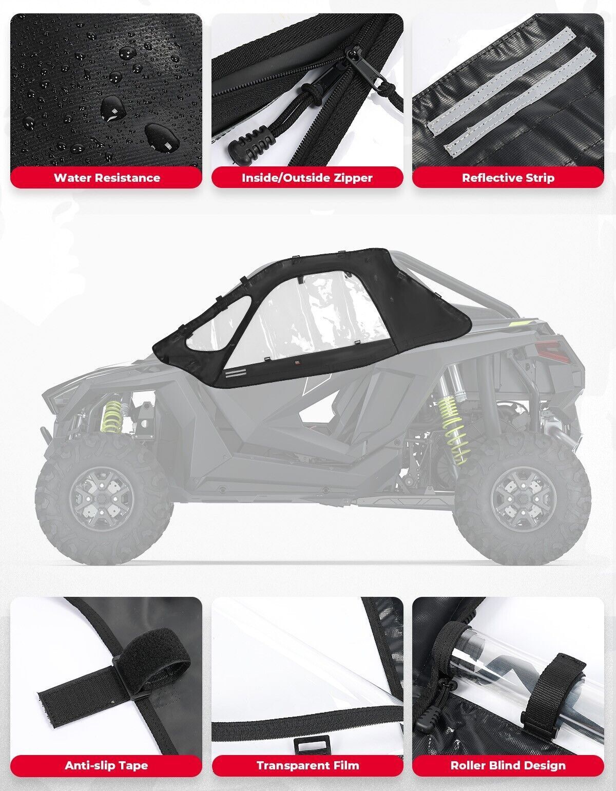 Kemimoto Soft Cab Enclosure for Polaris RZR PRO XP Black