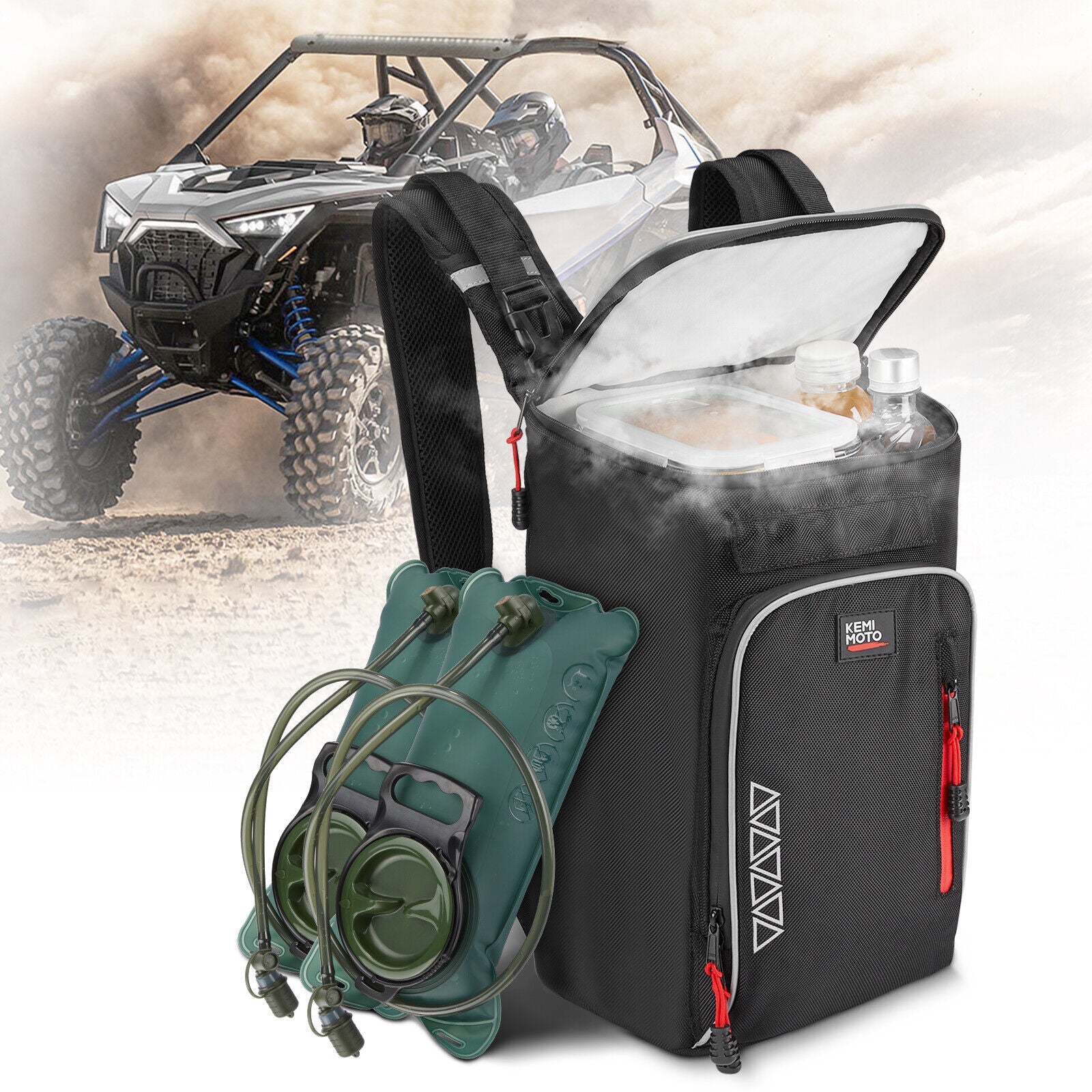 Kemimoto Center Shoulder Console Bag with Detachable Cooler for Polaris/Can‑Am