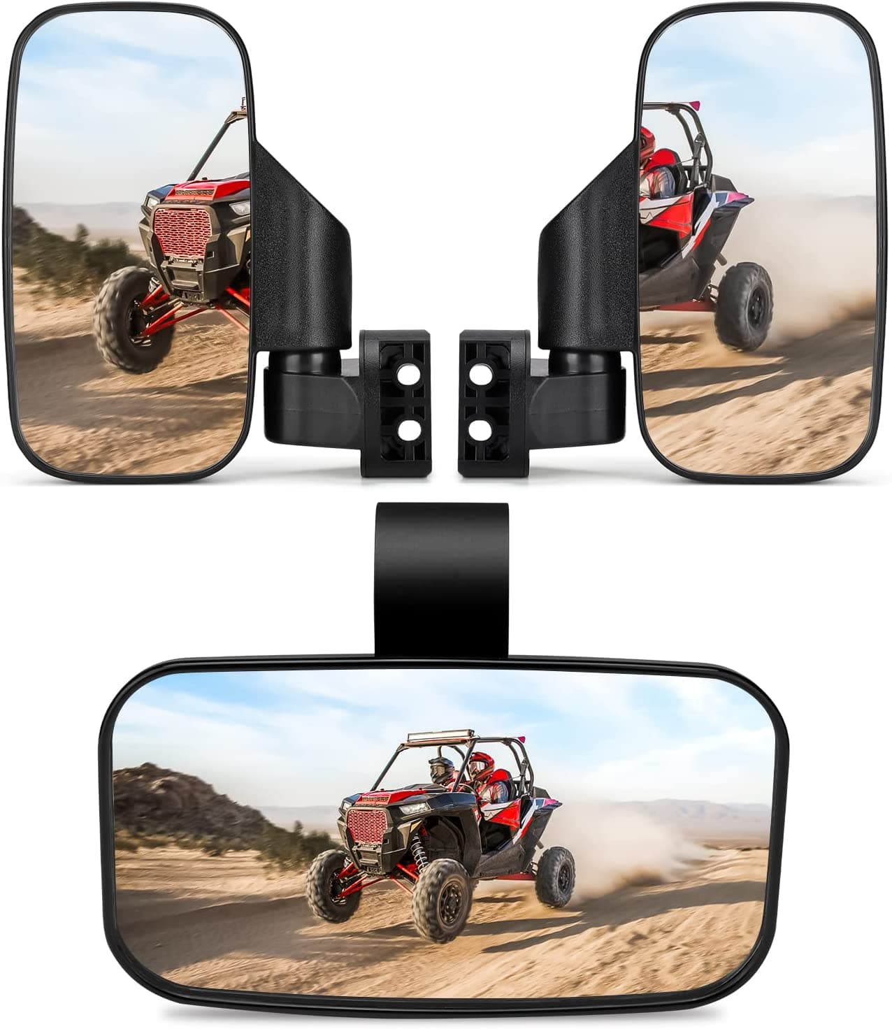 Kemimoto UTV Side Mirror Center Set for 1.6"-2" Bar Cage