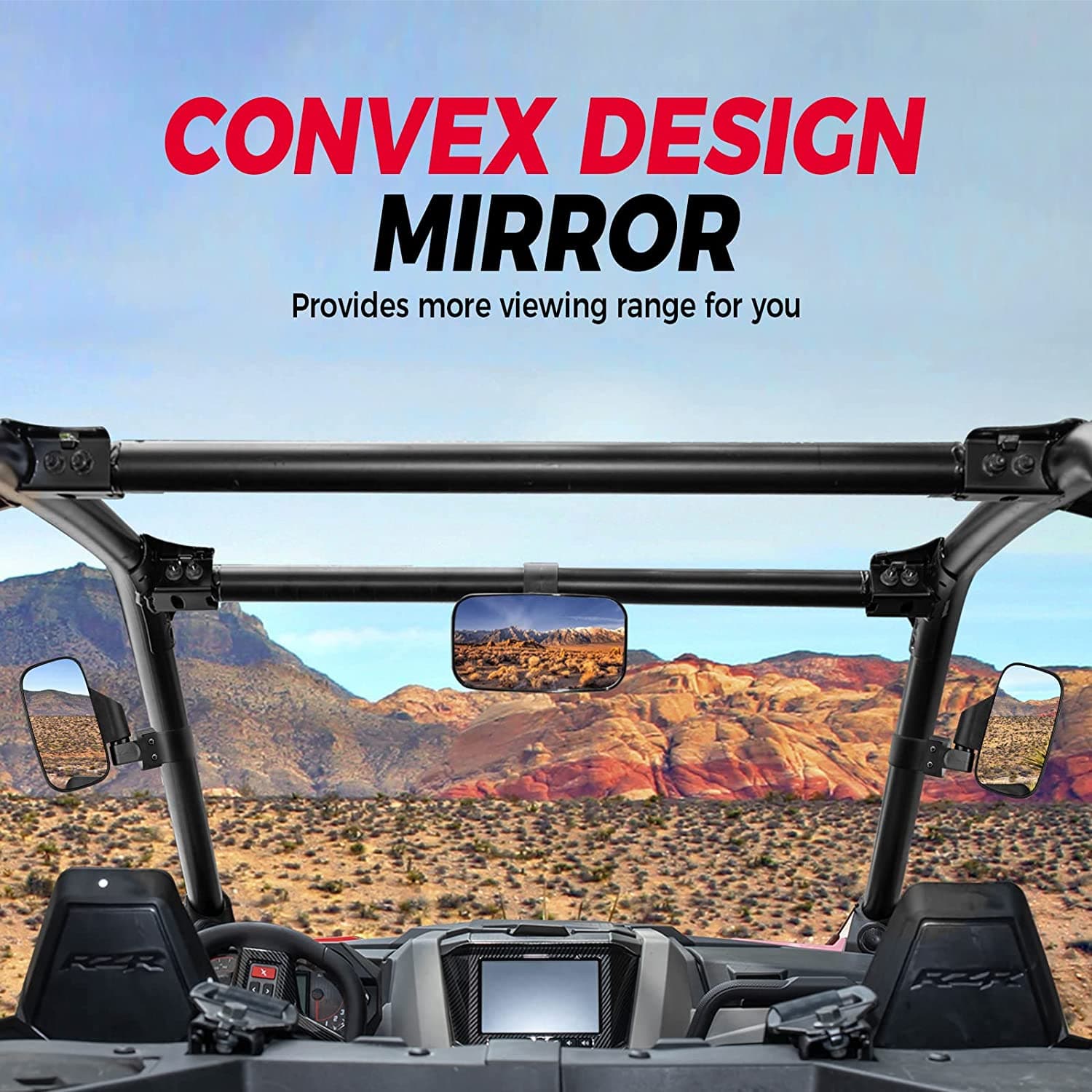 Kemimoto UTV Side Mirror Center Set for 1.6"-2" Bar Cage