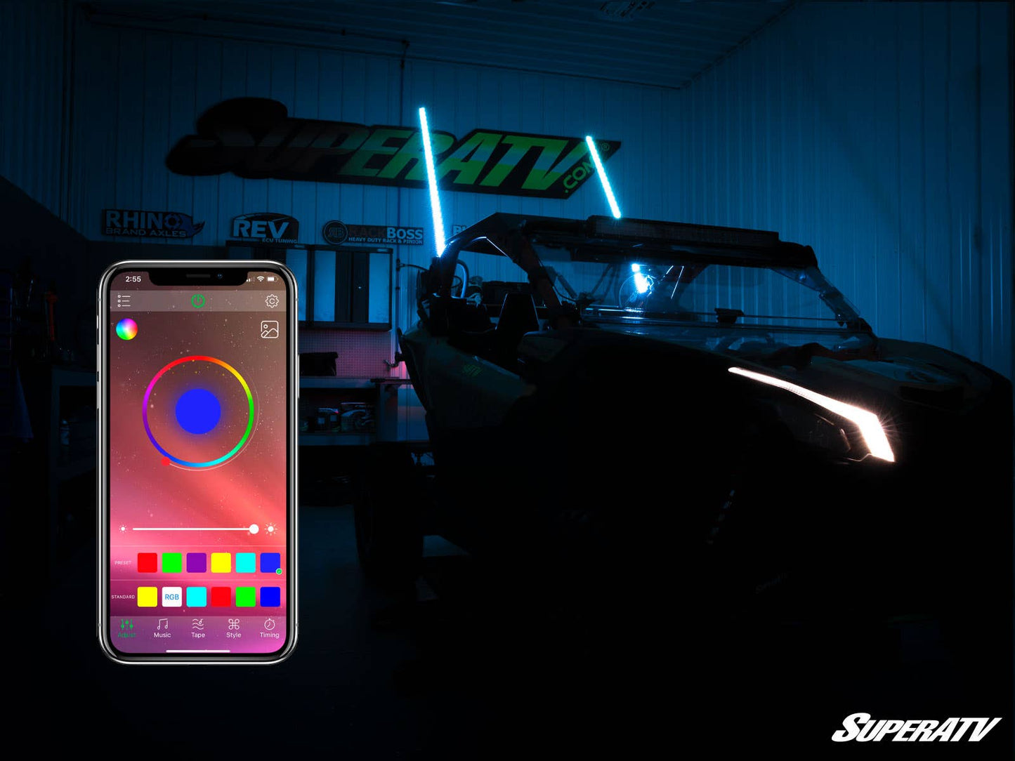 SuperATV RGB LED Whip Lights 5'