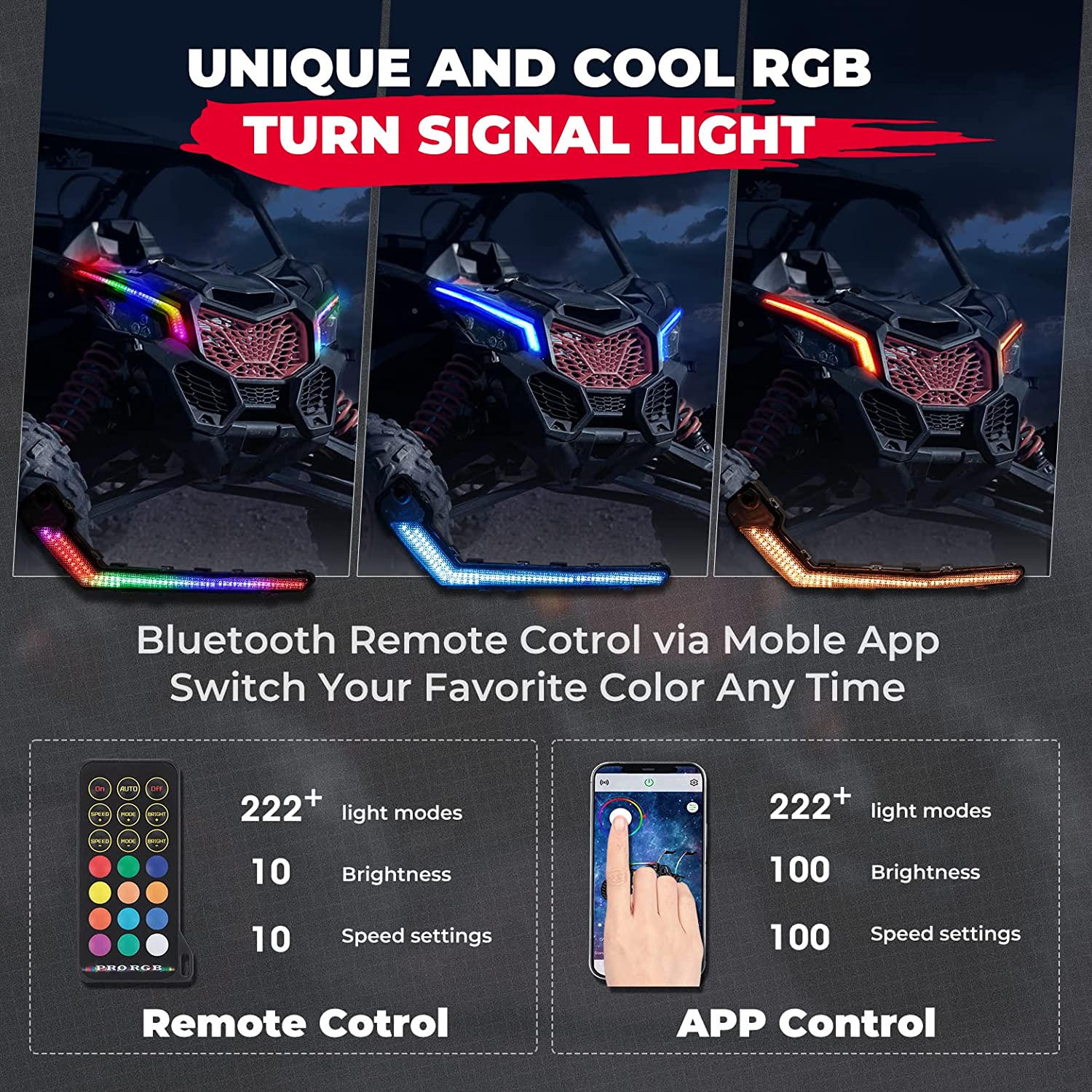 RGB Fang Lights with APP+RF Remote Control for Can-Am Maverick X3/MAX