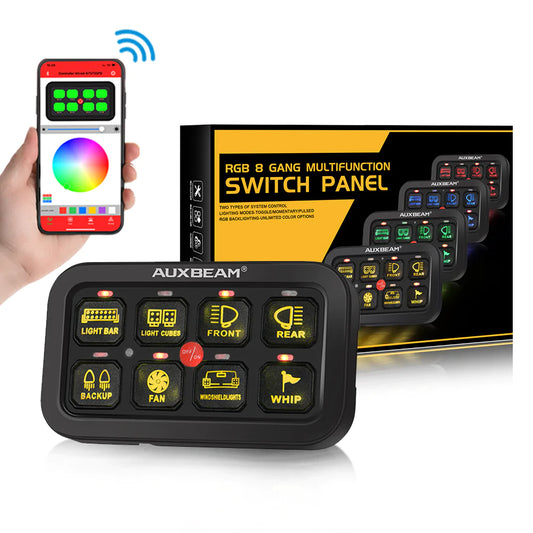 8 Gang RGB Switch Panel with APP AR-800 by Auxbeam