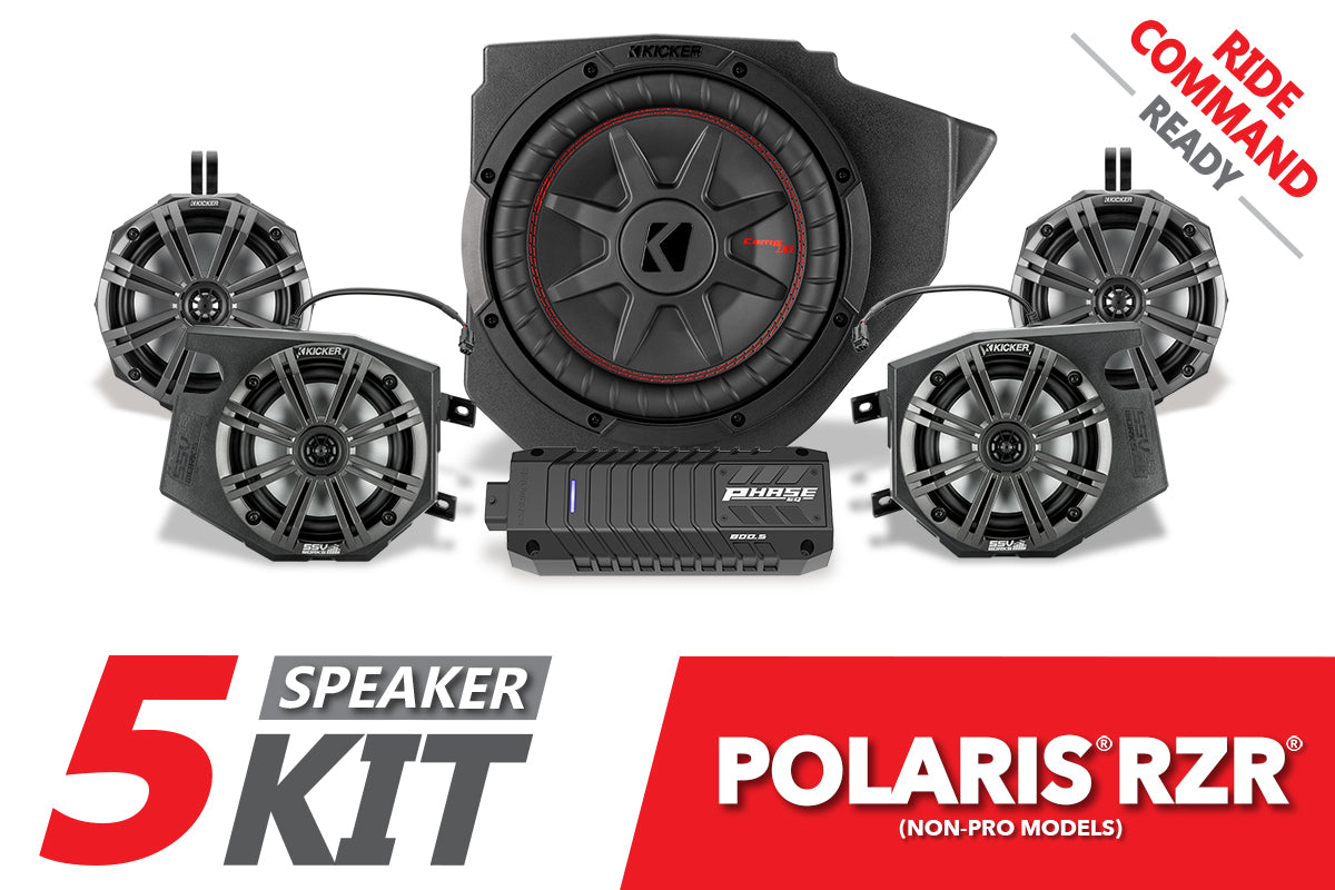 2014-2023 Polaris RZR Complete Kicker 5-Speaker Plug-&-Play System for Ride Command