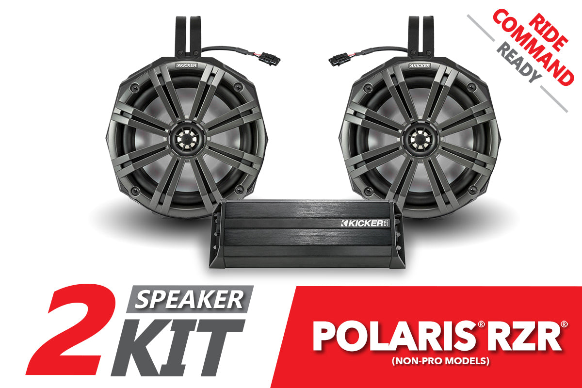 2019-2022 Polaris RZR Kicker 2-Speaker Cage-Mounted Plug-&-Play System for Ride Command