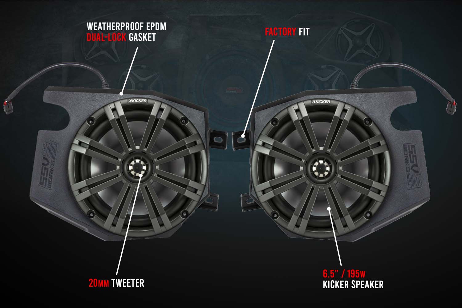 2014-2022 Polaris RZR Front Kick 6.5" Speaker Pods