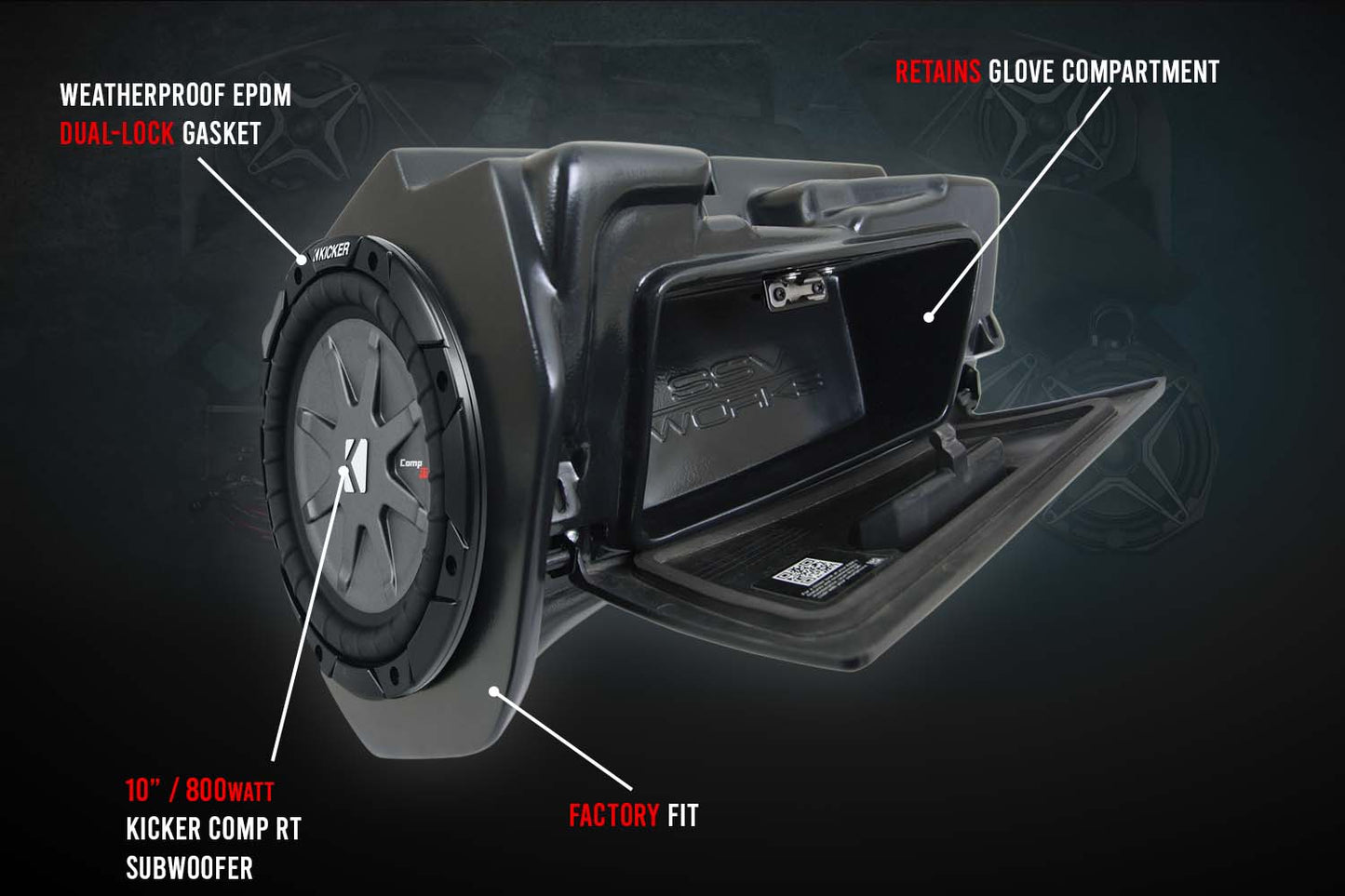 2014-2022 Polaris RZR Turbo S Velocity and XP1000 10in Amplified Subwoofer