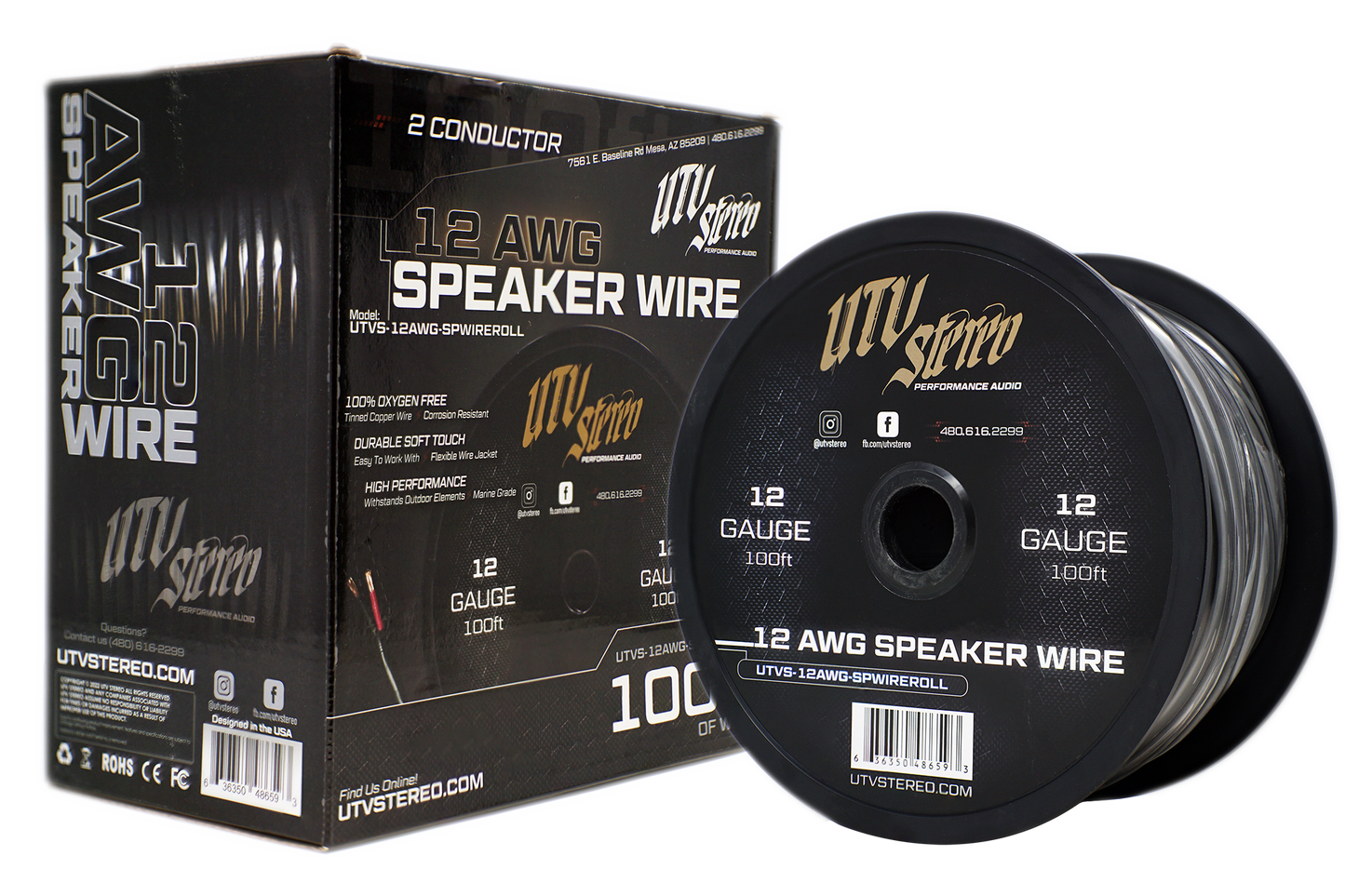 UTVS 12 AWG Speaker Wire Roll - 100ft