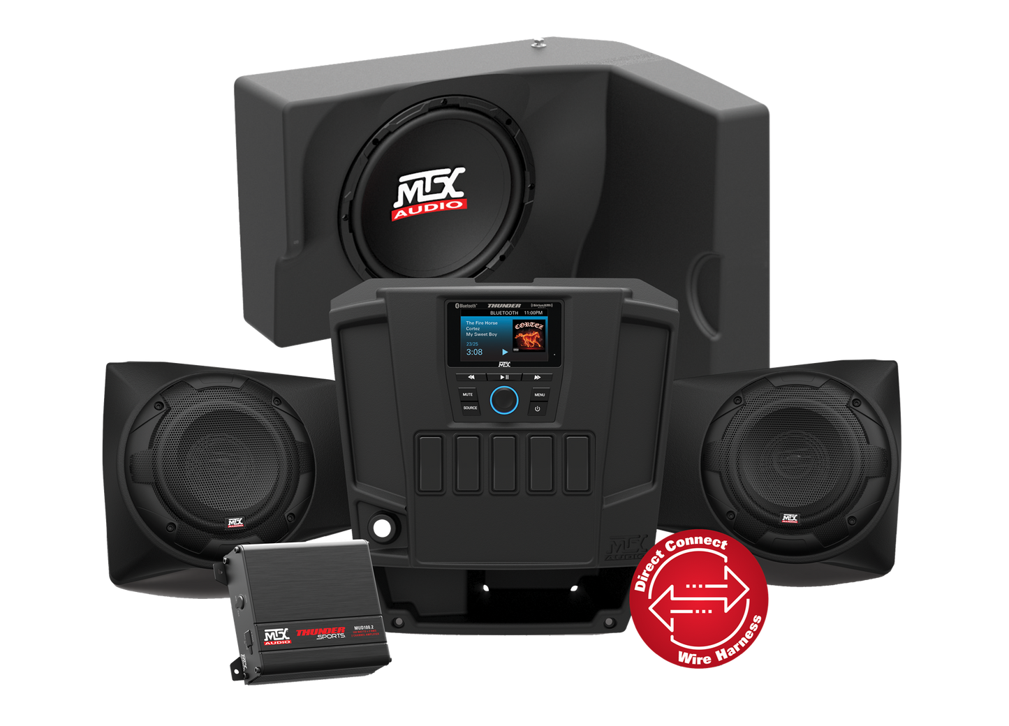 Two Speaker, Dual Amplifier, and Single Subwoofer Polaris RANGER Audio System