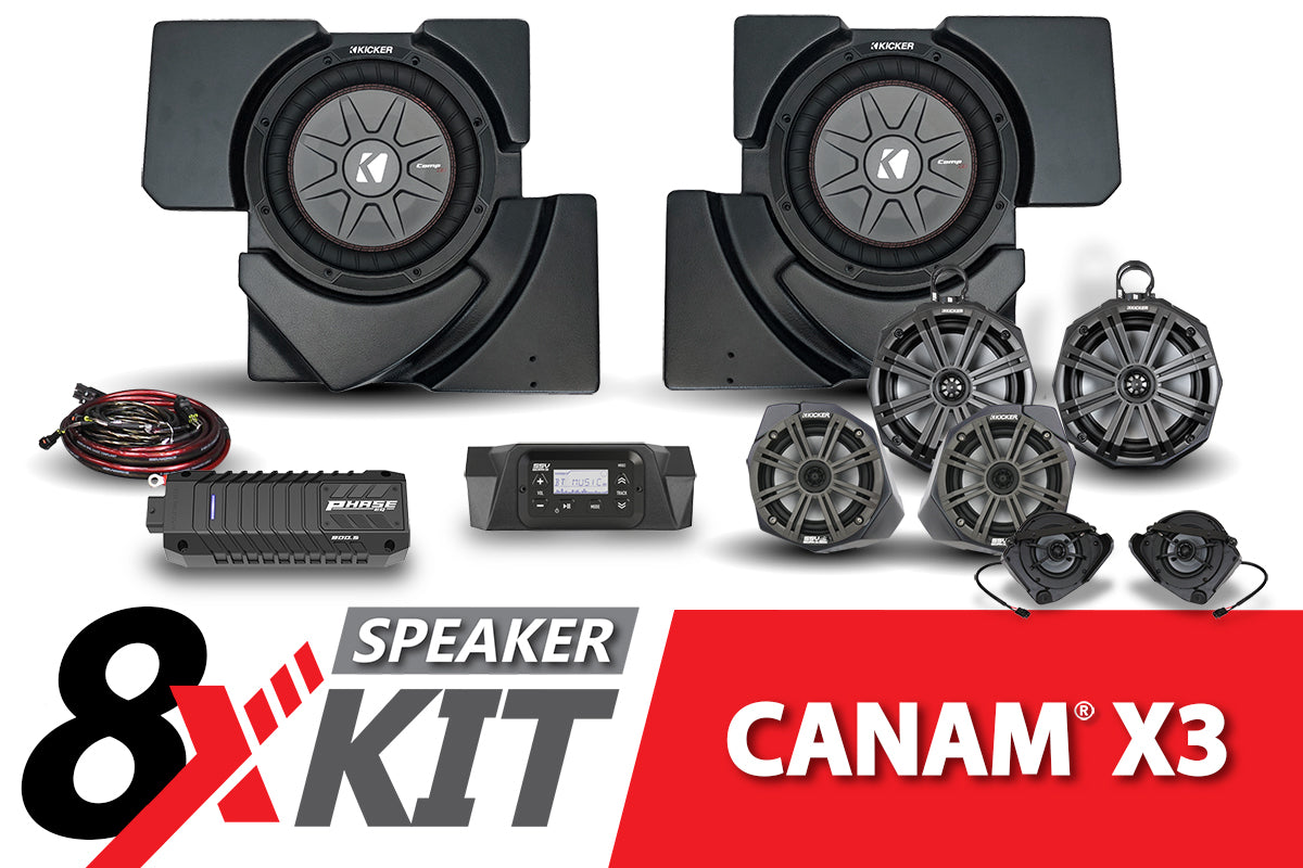 2017-2023 CanAm X3 Phase X Kicker 8-Speaker Plug-and-Play System