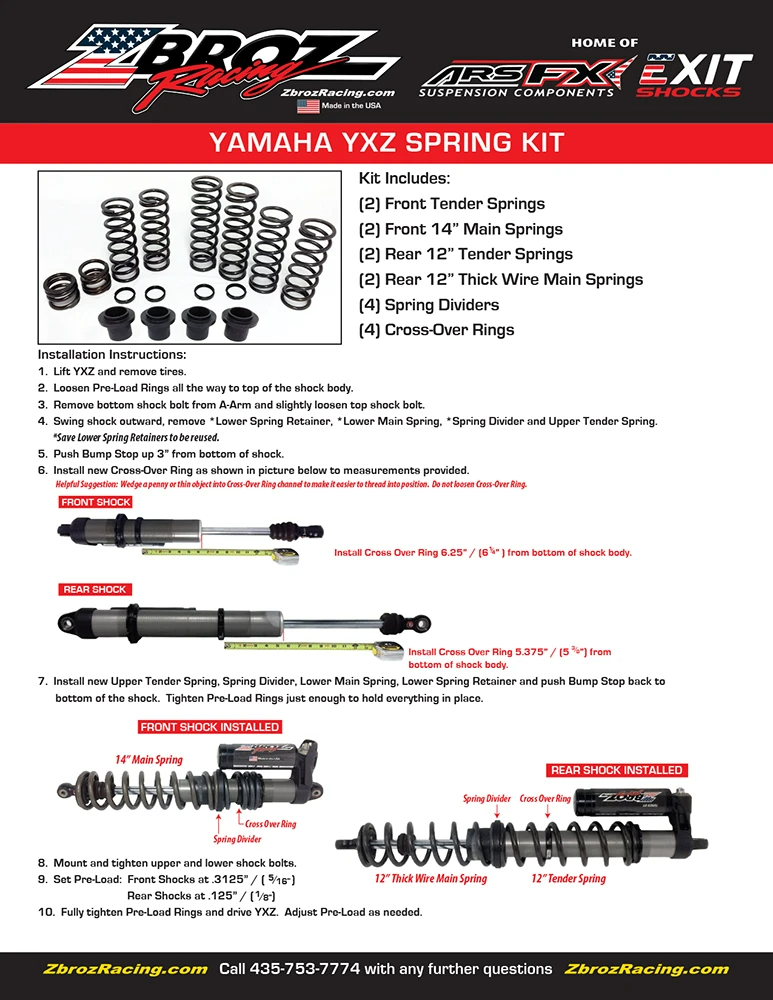 Yamaha YXZ 1000R SS SE Dual Rate Spring Kit (2015-2019)